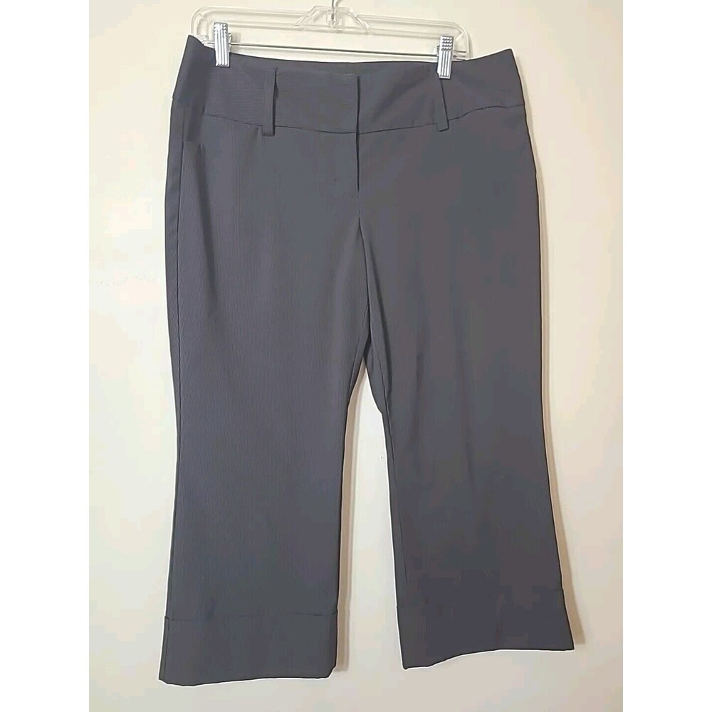 Express Design Studio Editor Capri Pants Striped Black Faux Cuffed Hem Size 12